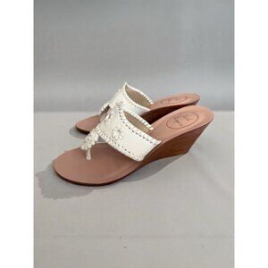 JACK ROGERS White Leather Wedge Sandals Size US 7